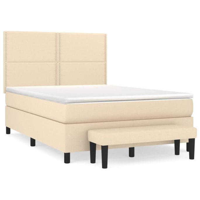 Boxspring met matras stof crèmekleurig 140x200 cm