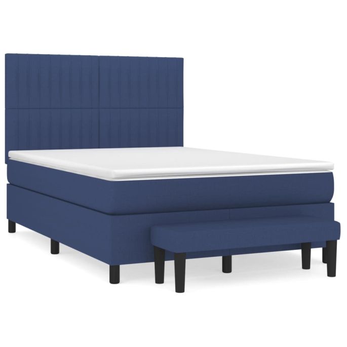 Boxspring met matras stof blauw 140x200 cm